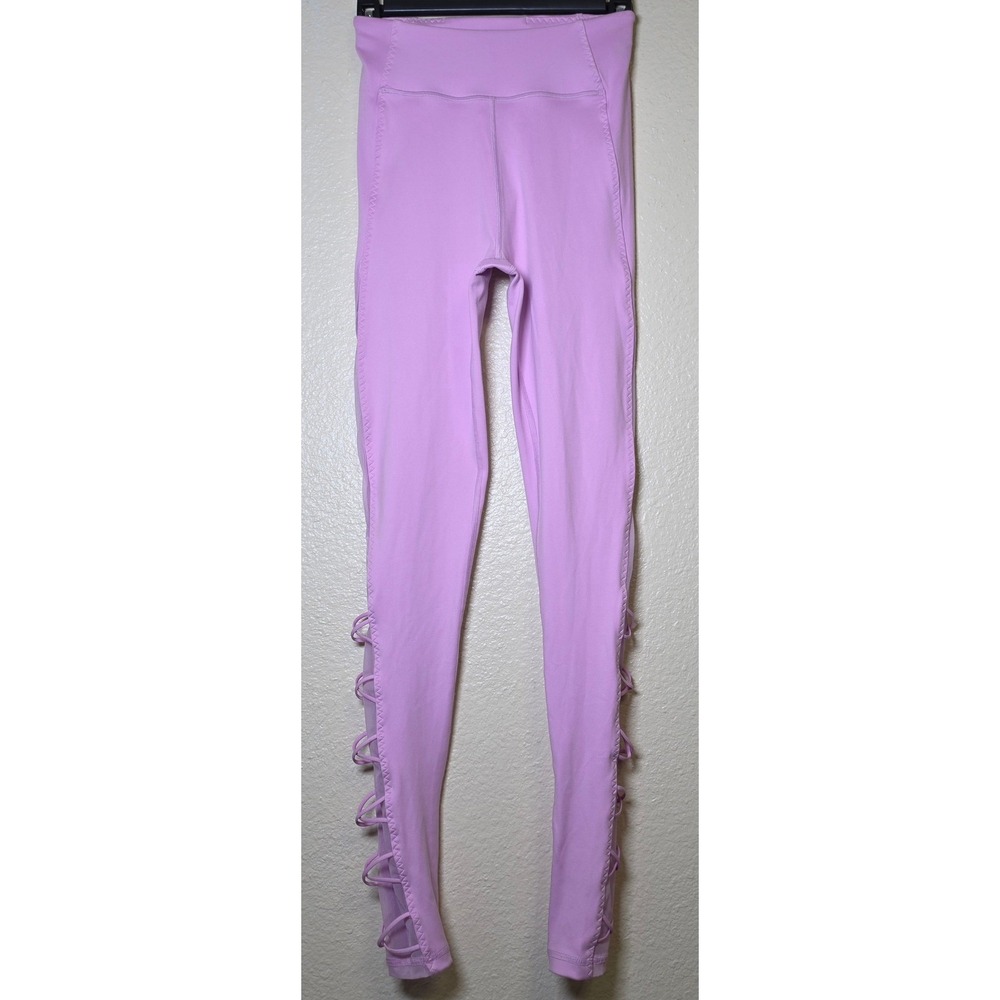 Victorias Secret Lilac Purple Mesh Lace Up High Waist Leggings Womens 4 Gym Yoga